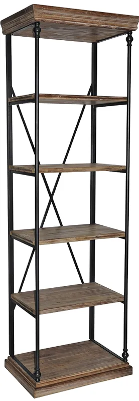 Crestview La Salle 77" High Iron and Wood Etagere Bookcase