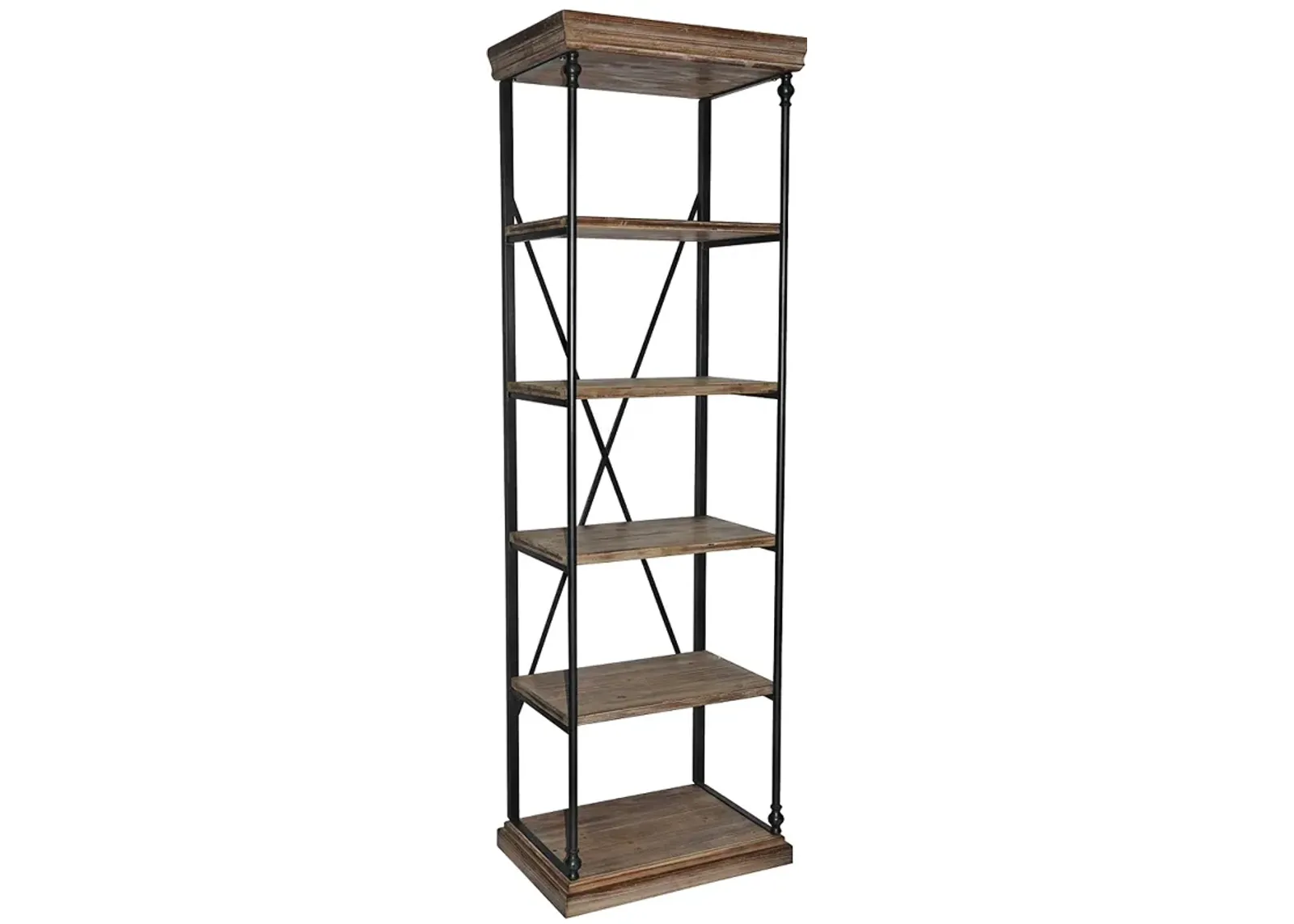 Crestview La Salle 77" High Iron and Wood Etagere Bookcase