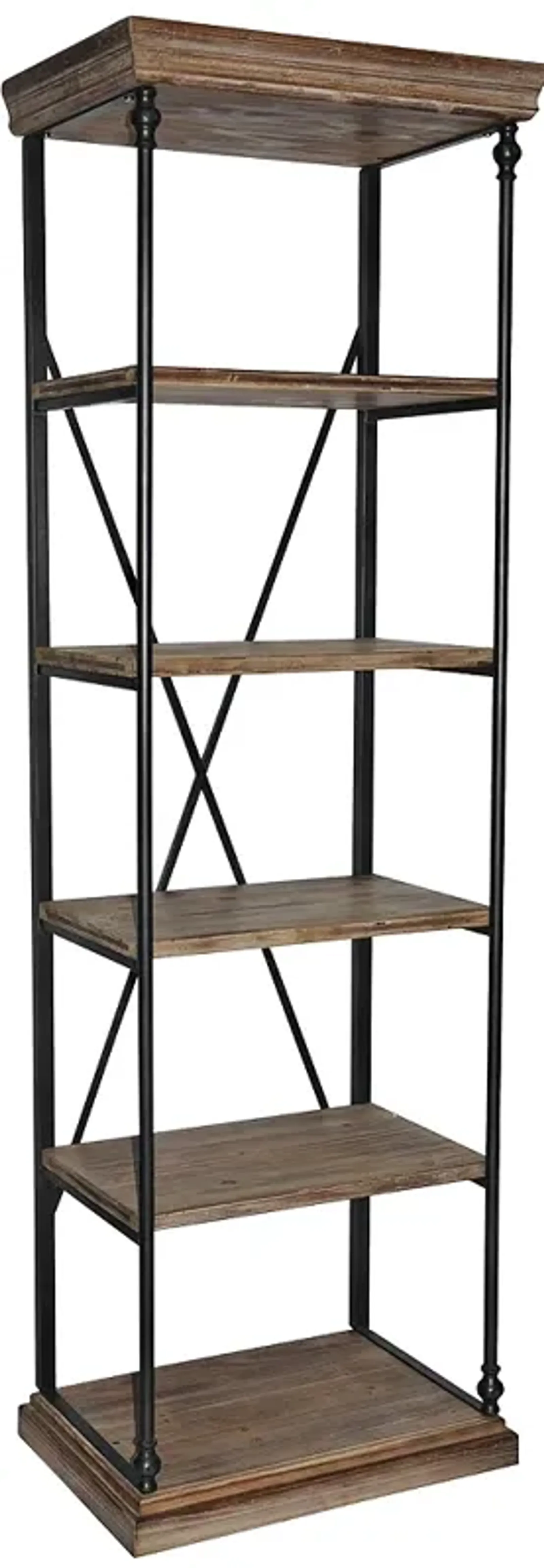 Crestview La Salle 77" High Iron and Wood Etagere Bookcase