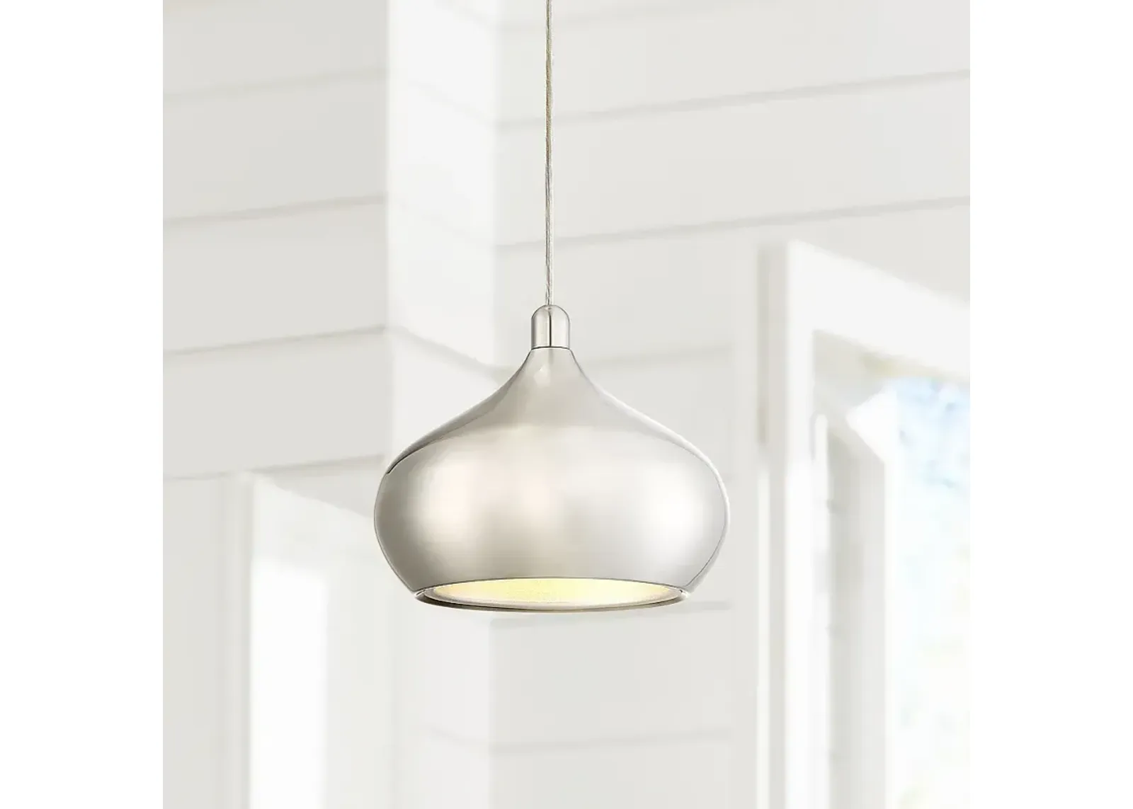 Possini Euro Holland 7 1/2" Wide Satin Nickel Modern LED Mini Pendant