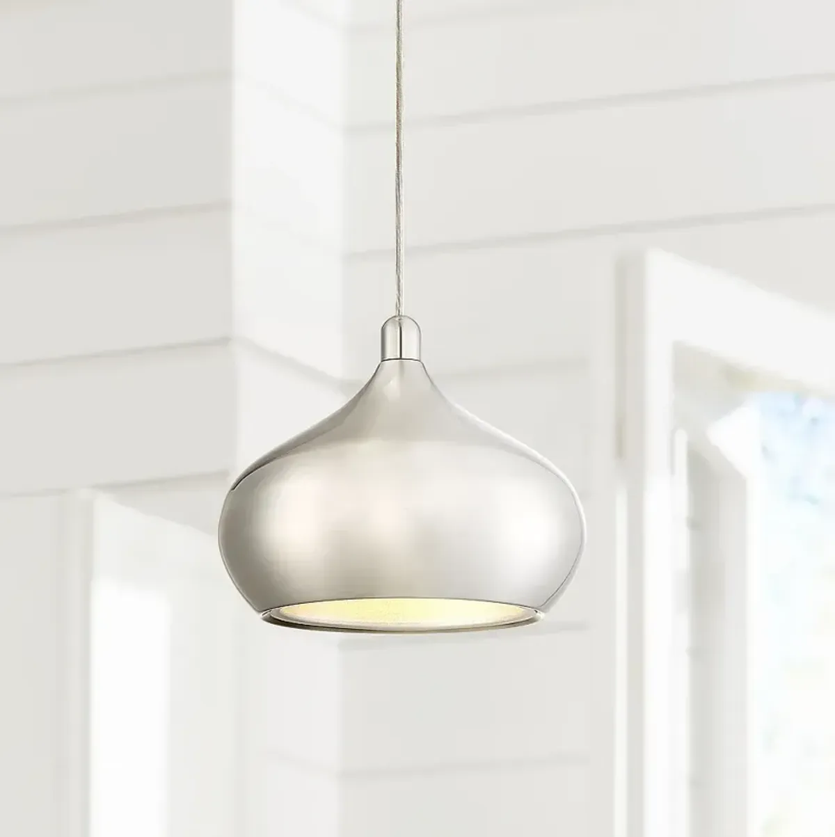 Possini Euro Holland 7 1/2" Wide Satin Nickel Modern LED Mini Pendant