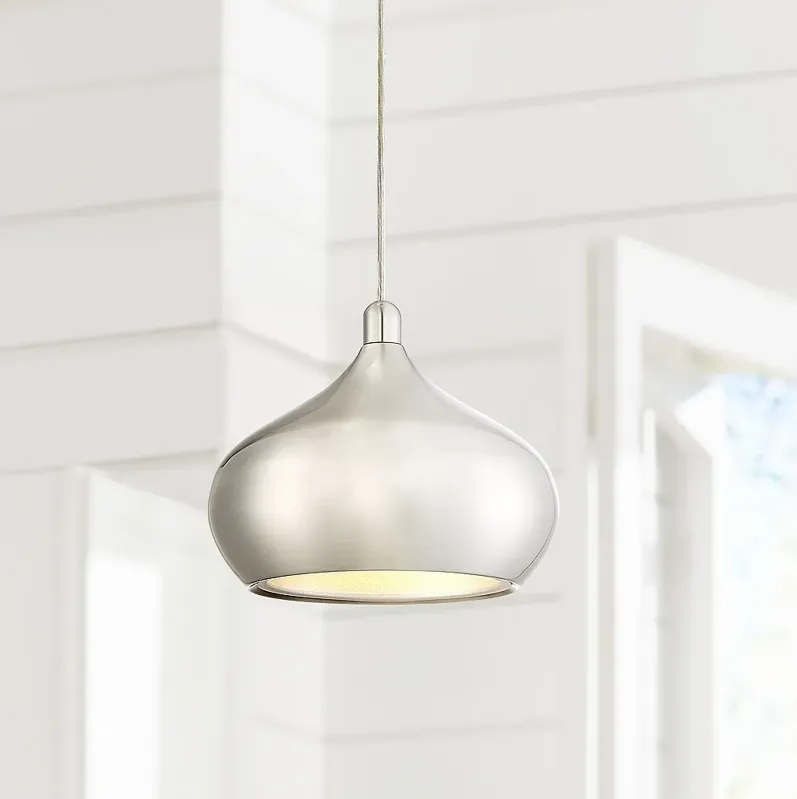 Possini Euro Holland 7 1/2" Wide Satin Nickel Modern LED Mini Pendant