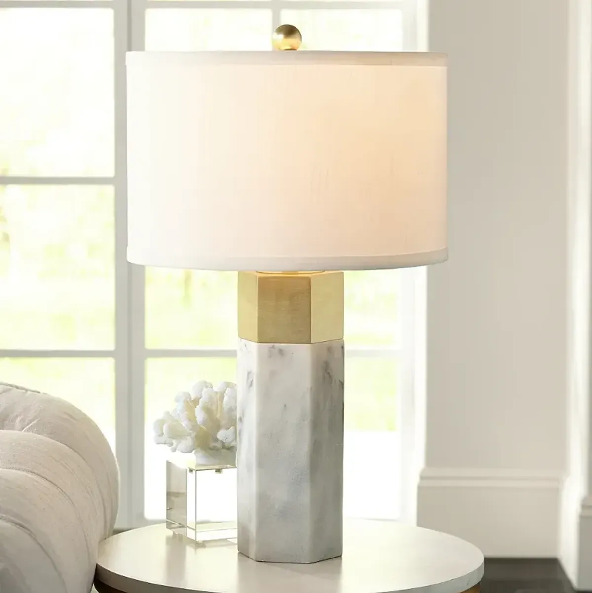 Possini Euro Leala 21" High Modern Gold and Faux Marble Table Lamp