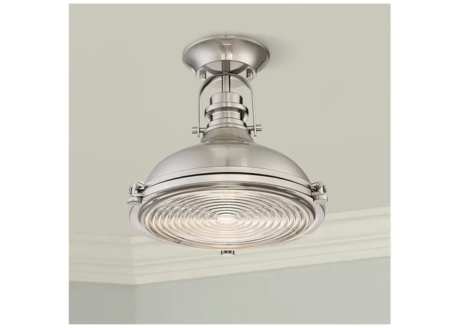 Possini Euro Verndale 11 3/4" Brushed Nickel Industrial Ceiling Light