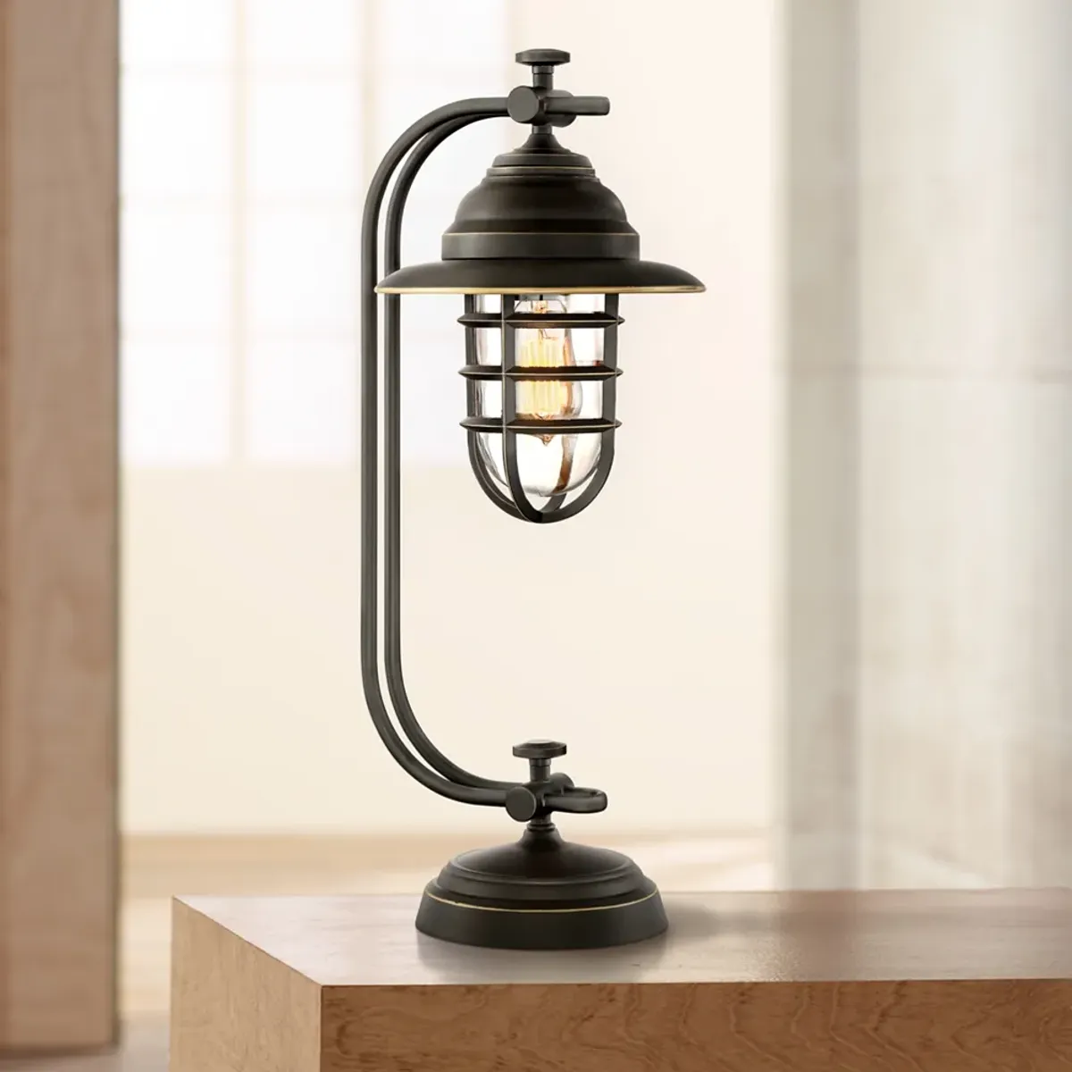 Franklin Iron Works Knox 24" Oil-Rubbed Bronze Industrial Lantern Lamp