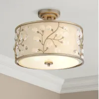 Barnes and Ivy 16" Wide Silver and Crystal Buds Drum Ceiling Light