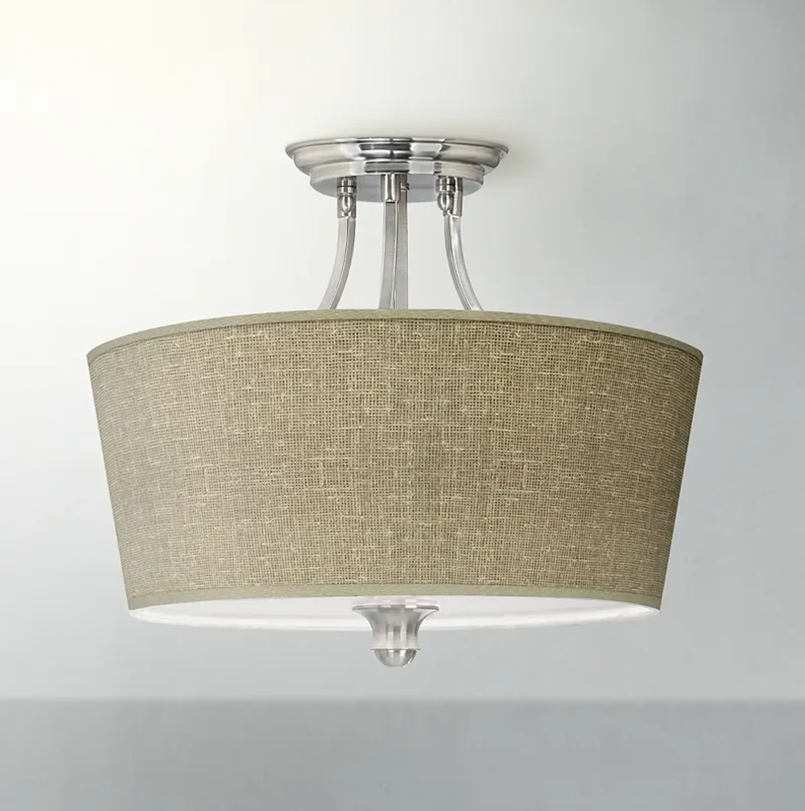 Burlap Print Tapered Drum Giclee Ceiling Light