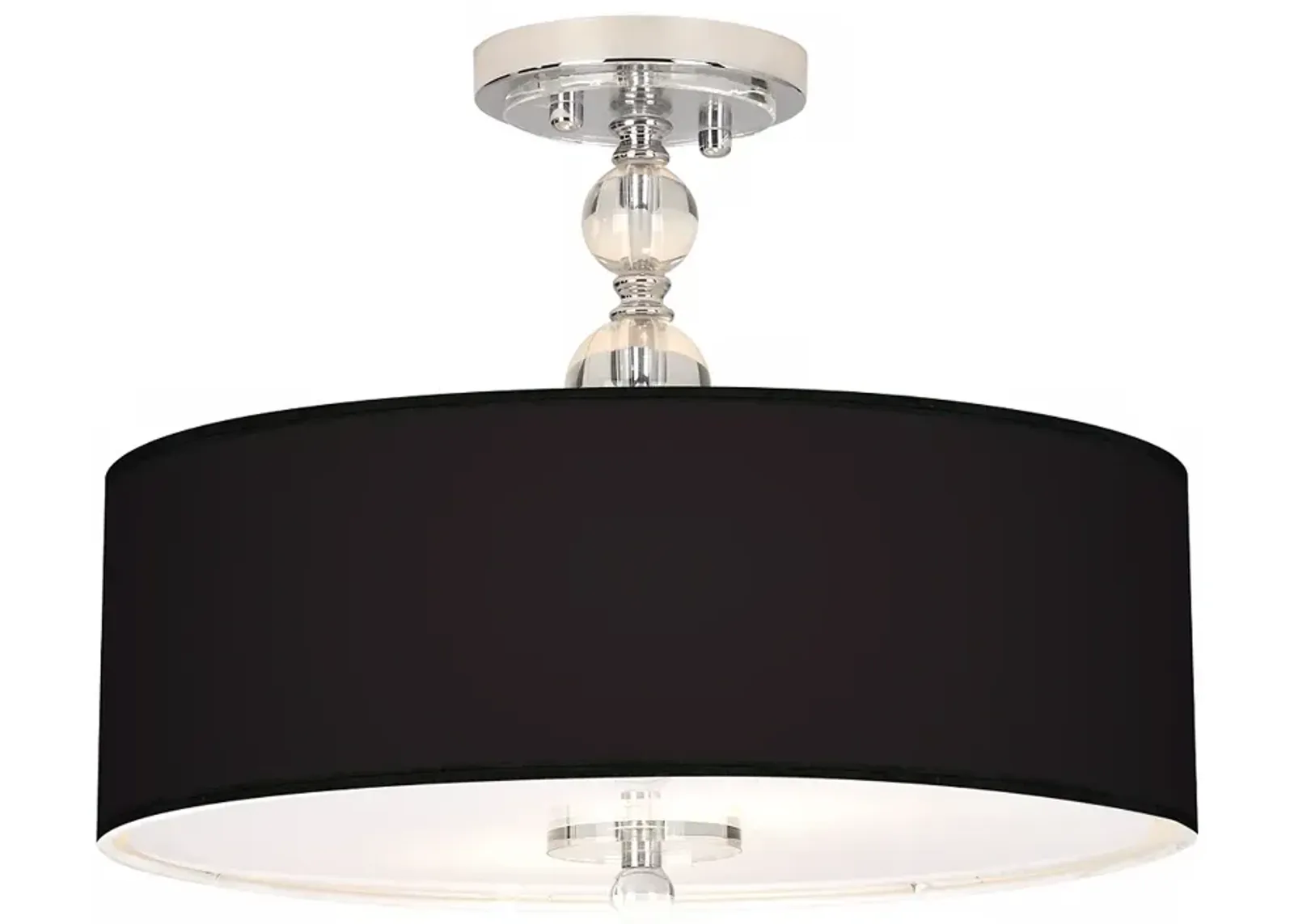 Giclee Gallery All Black Shade 16" Wide Semi-Flushmount Ceiling Light