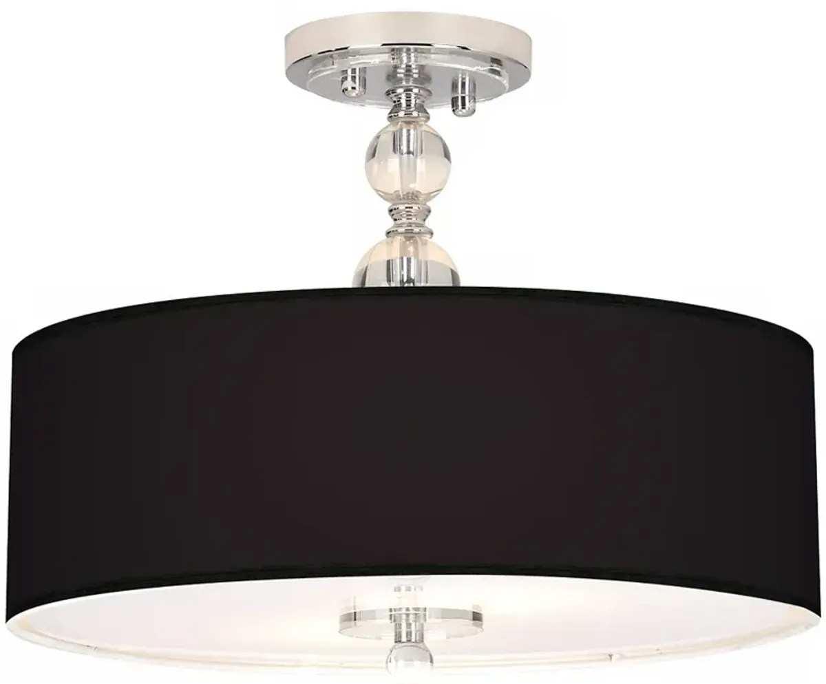 Giclee Gallery All Black Shade 16" Wide Semi-Flushmount Ceiling Light