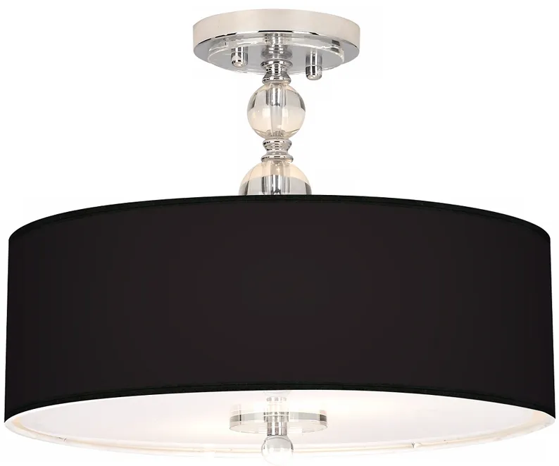 Giclee Gallery All Black Shade 16" Wide Semi-Flushmount Ceiling Light