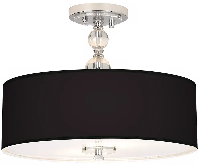 Giclee Gallery All Black Shade 16" Wide Semi-Flushmount Ceiling Light