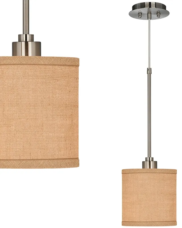 Possini Euro Woven Burlap 7" Wide Mini Pendant Light