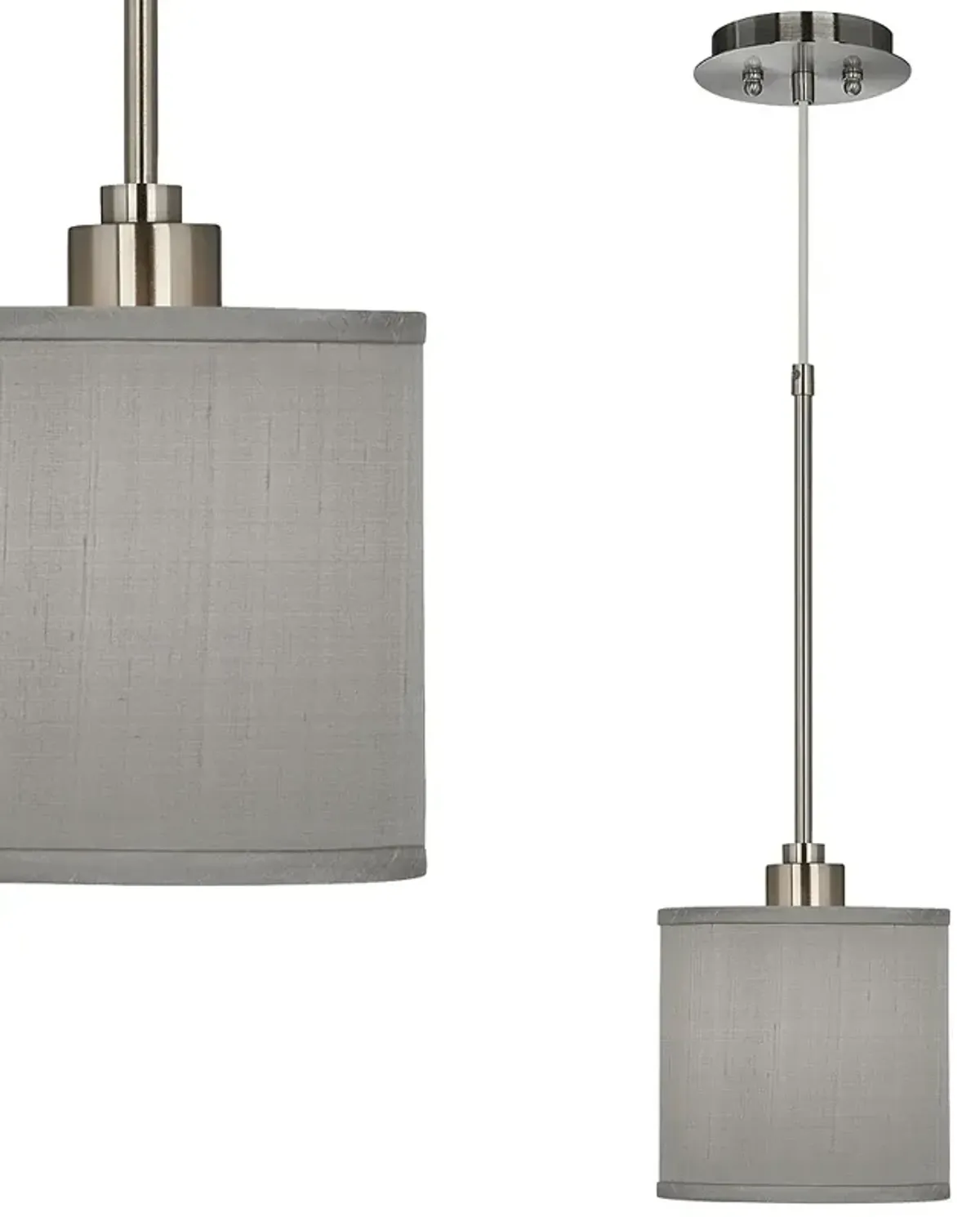 Possini Euro 7" Wide Gray Textured Faux Silk Mini Pendant Light