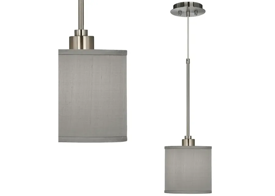 Possini Euro 7" Wide Gray Textured Faux Silk Mini Pendant Light