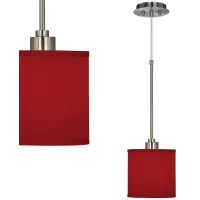 Possini Euro Design 7" Wide Textured Faux Silk Red Mini Pendant Light
