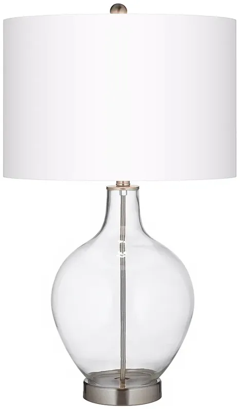 Color Plus Ovo 28 1/2" White Linen Clear Glass Fillable Table Lamp