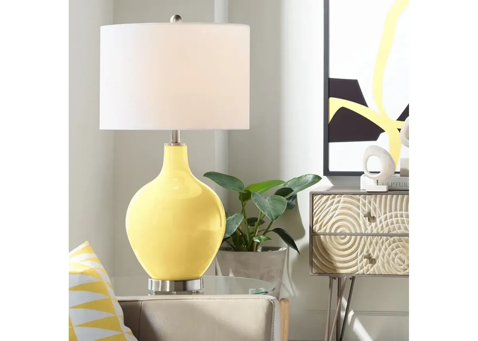 Color Plus Ovo 28 1/2" High Daffodil Yellow Table Lamp