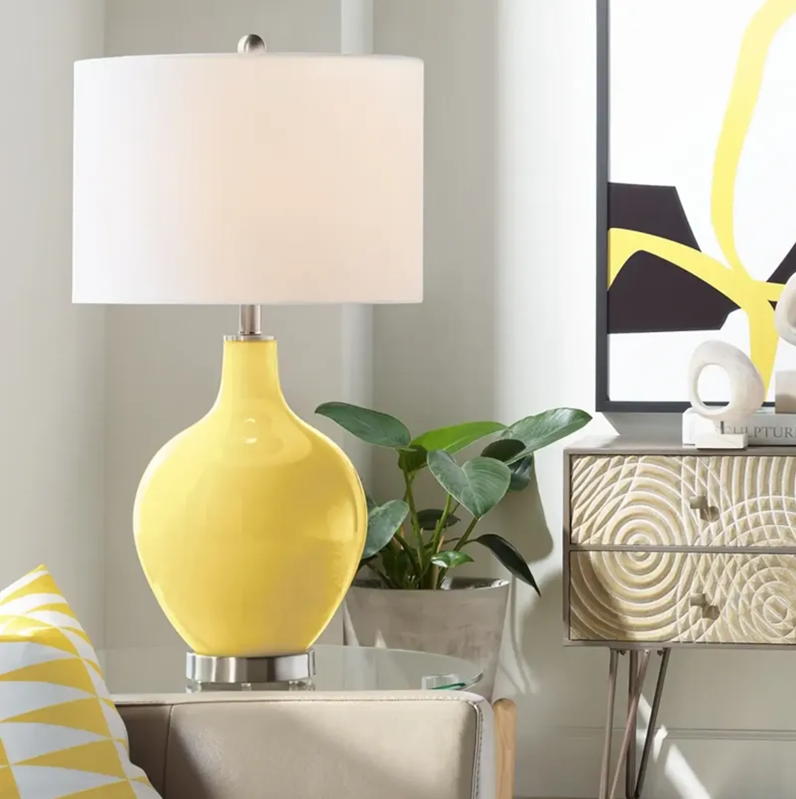 Color Plus Ovo 28 1/2" Lemon Zest Yellow Table Lamp