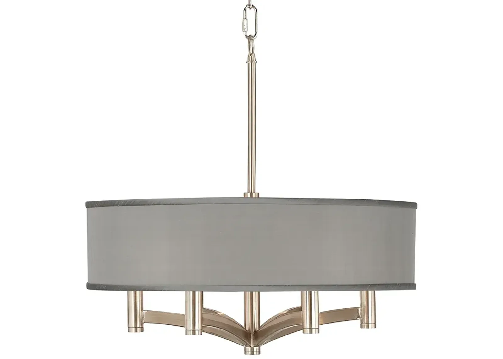 Possini Euro Ava 19 1/2" Gray Faux Silk and Nickel 6-Light Pendant