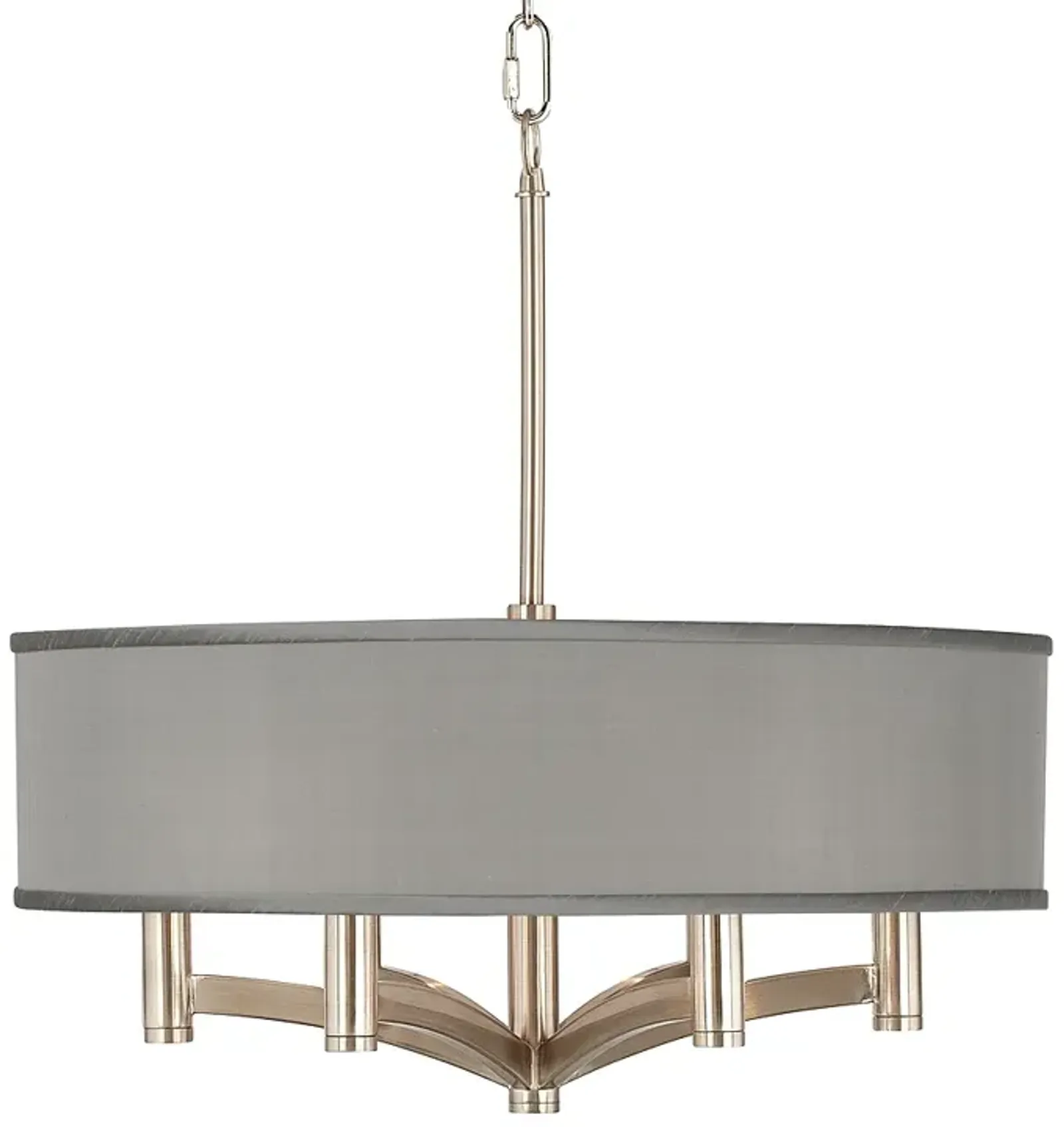 Possini Euro Ava 19 1/2" Gray Faux Silk and Nickel 6-Light Pendant