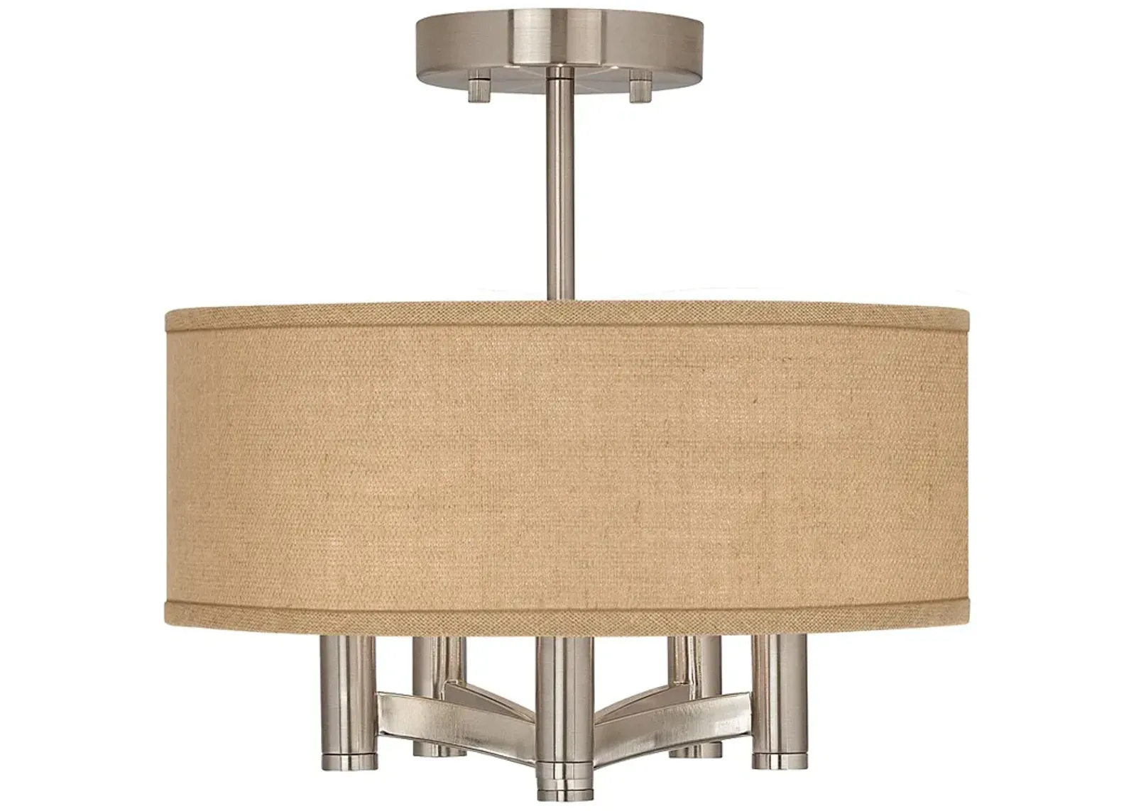 Possini Euro Ava 14" Wide Woven Burlap 5-Light Nickel Ceiling Light