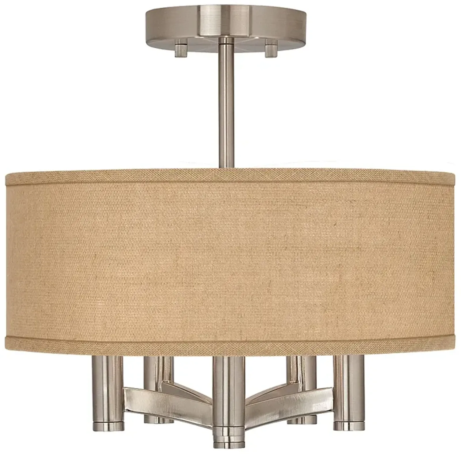 Possini Euro Ava 14" Wide Woven Burlap 5-Light Nickel Ceiling Light