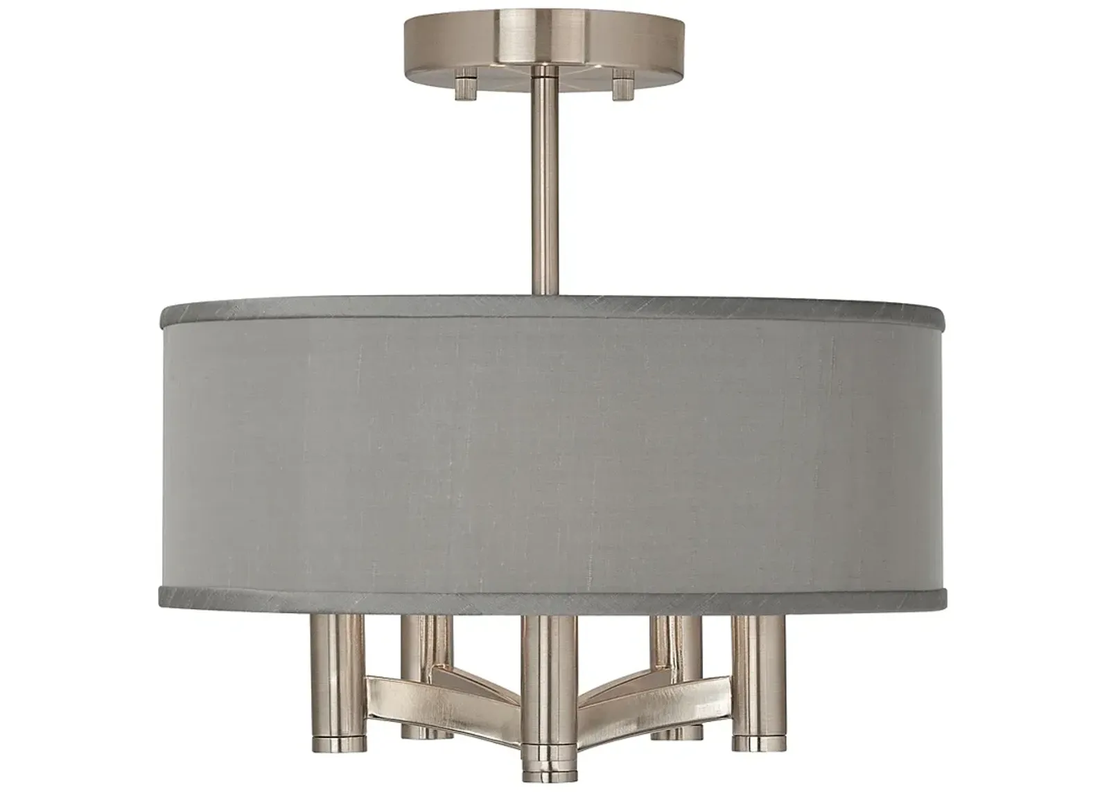 Possini Euro Ava 20" Wide Gray Faux Silk 5-Light Nickel Ceiling Light