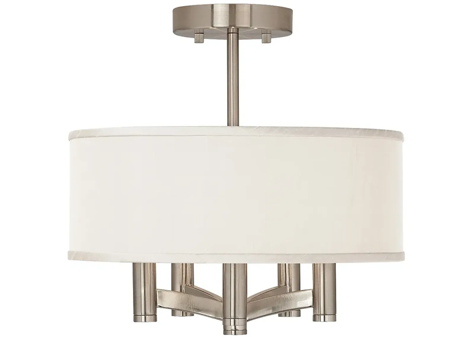 Possini Euro Cream Textured Faux Silk Ava 5-Light Nickel Ceiling Light