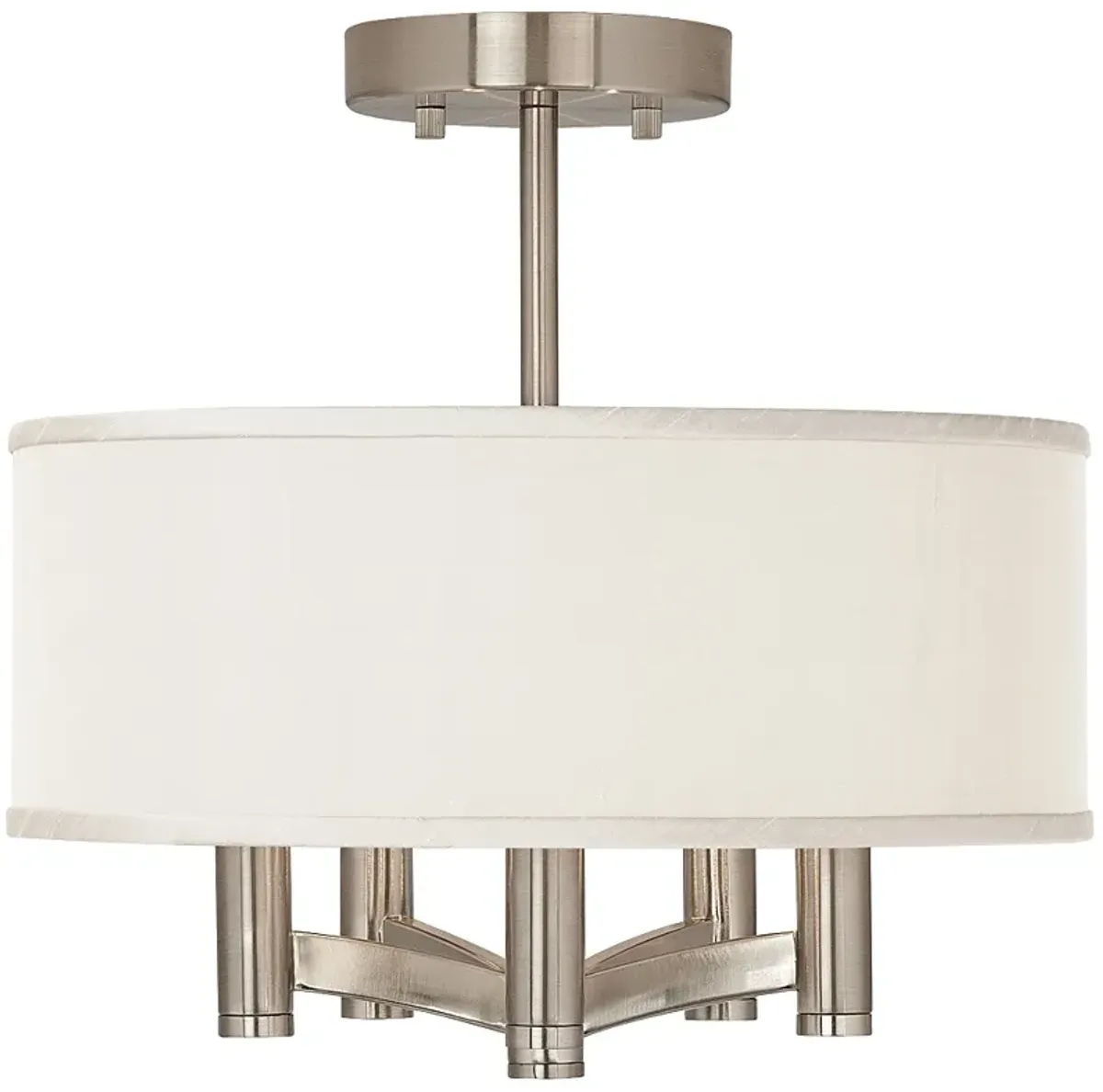 Possini Euro Cream Textured Faux Silk Ava 5-Light Nickel Ceiling Light