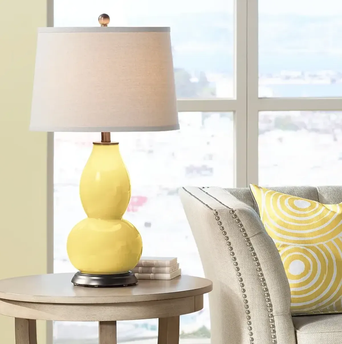 Color Plus Double Gourd 28 3/4" High Daffodil Yellow Table Lamp