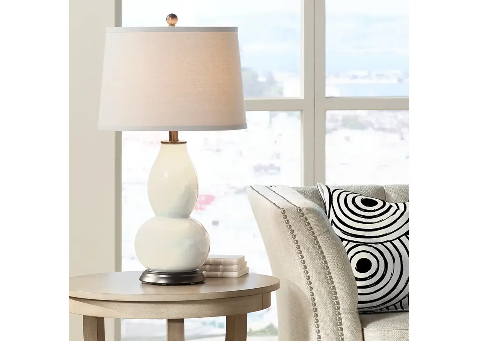 Color Plus Double Gourd 28 3/4" Steamed Milk White Table Lamp