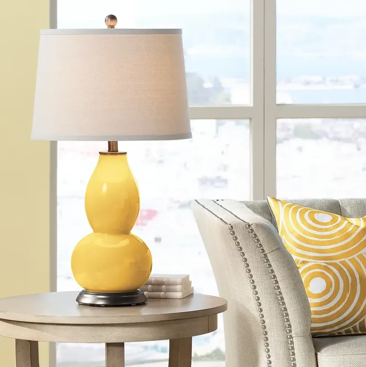 Color Plus Double Gourd 28 3/4" Goldenrod Yellow Table Lamp