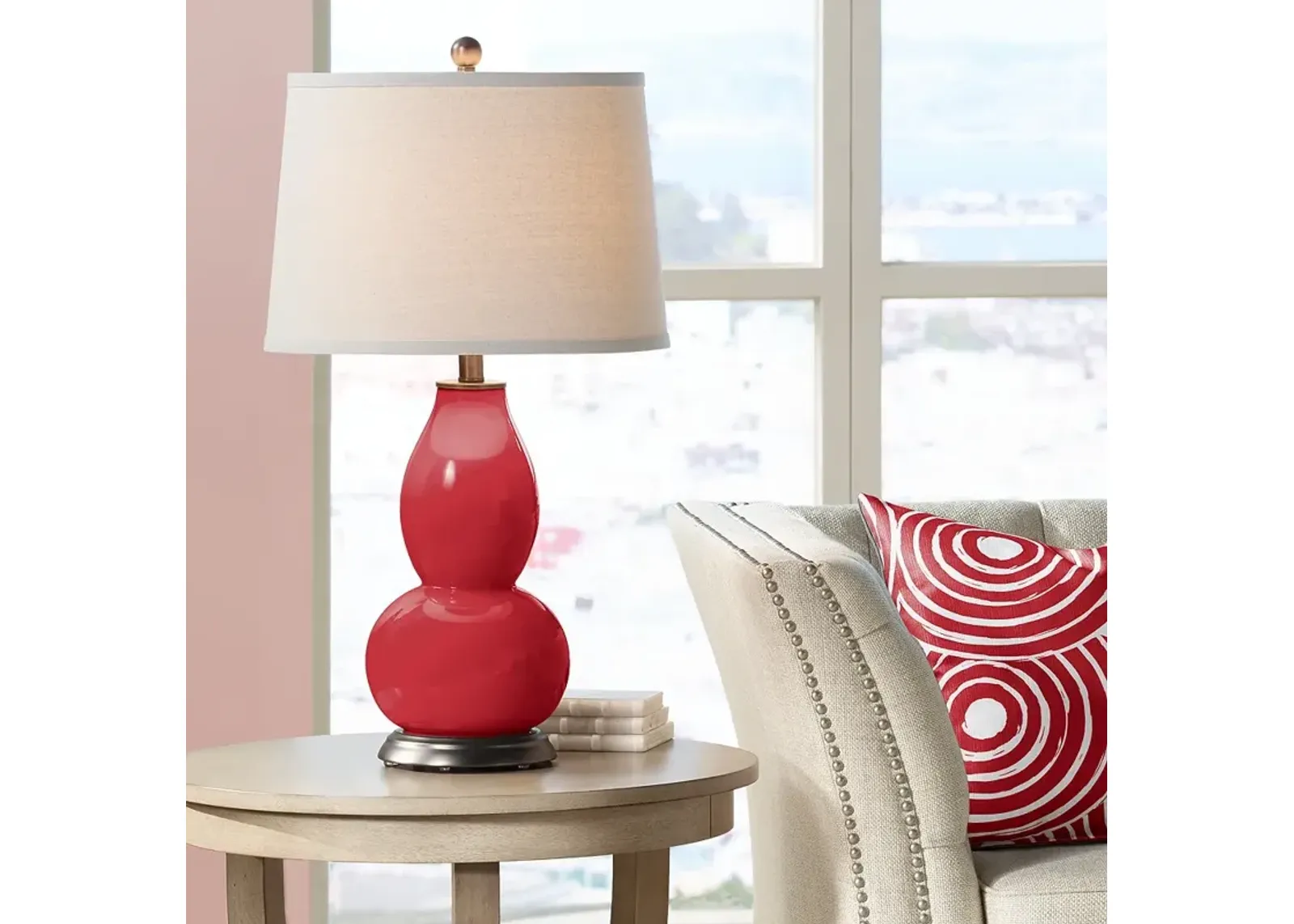 Color Plus Double Gourd 28 3/4" Ribbon Red Table Lamp