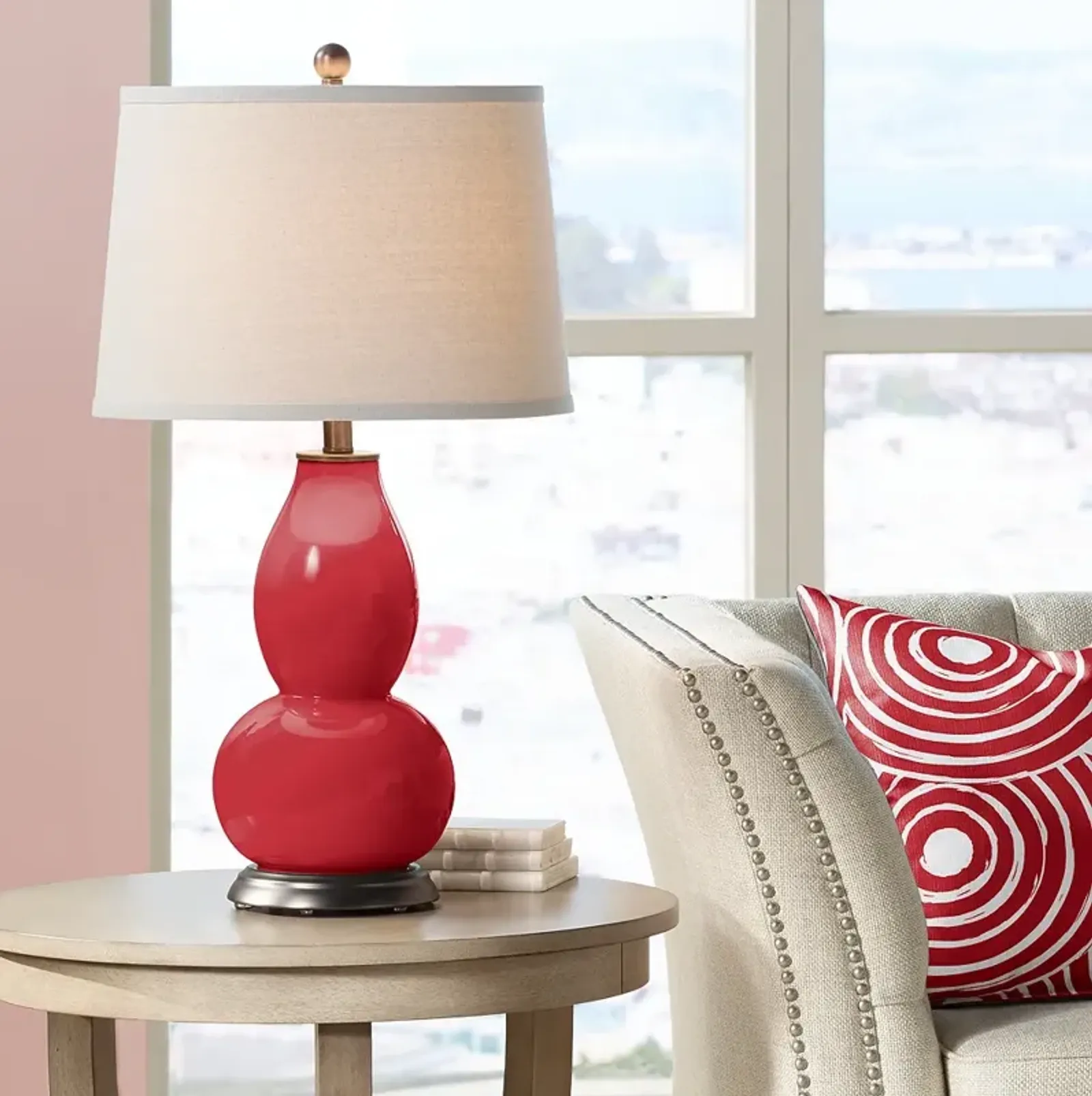 Color Plus Double Gourd 28 3/4" Ribbon Red Table Lamp