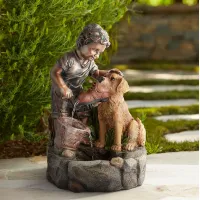 Northport 24 3/4" High Boy Plays with Dog Outdoor Fountain
