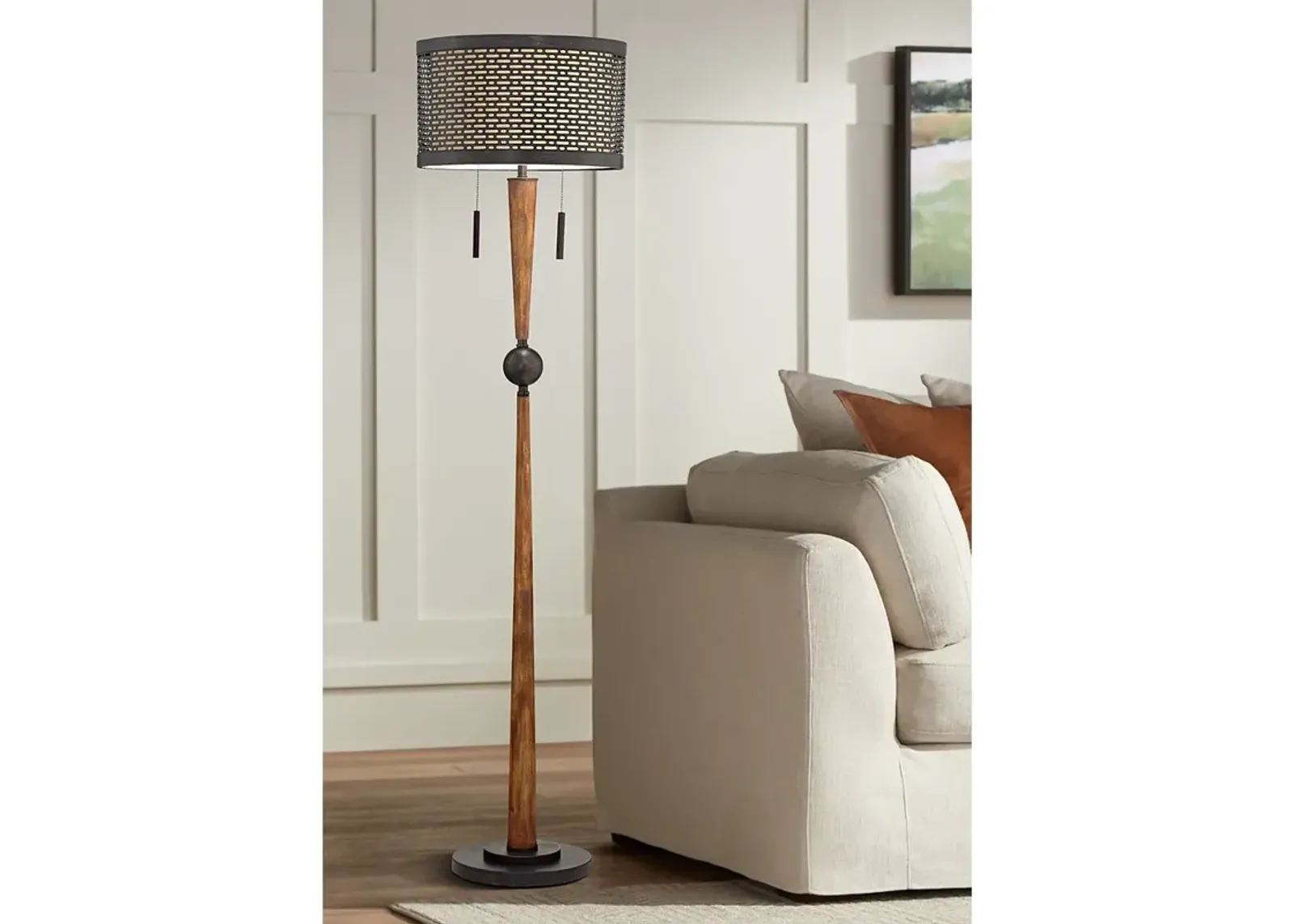 Franklin Iron Works Hunter 64" High Rustic Modern Floor Lamp