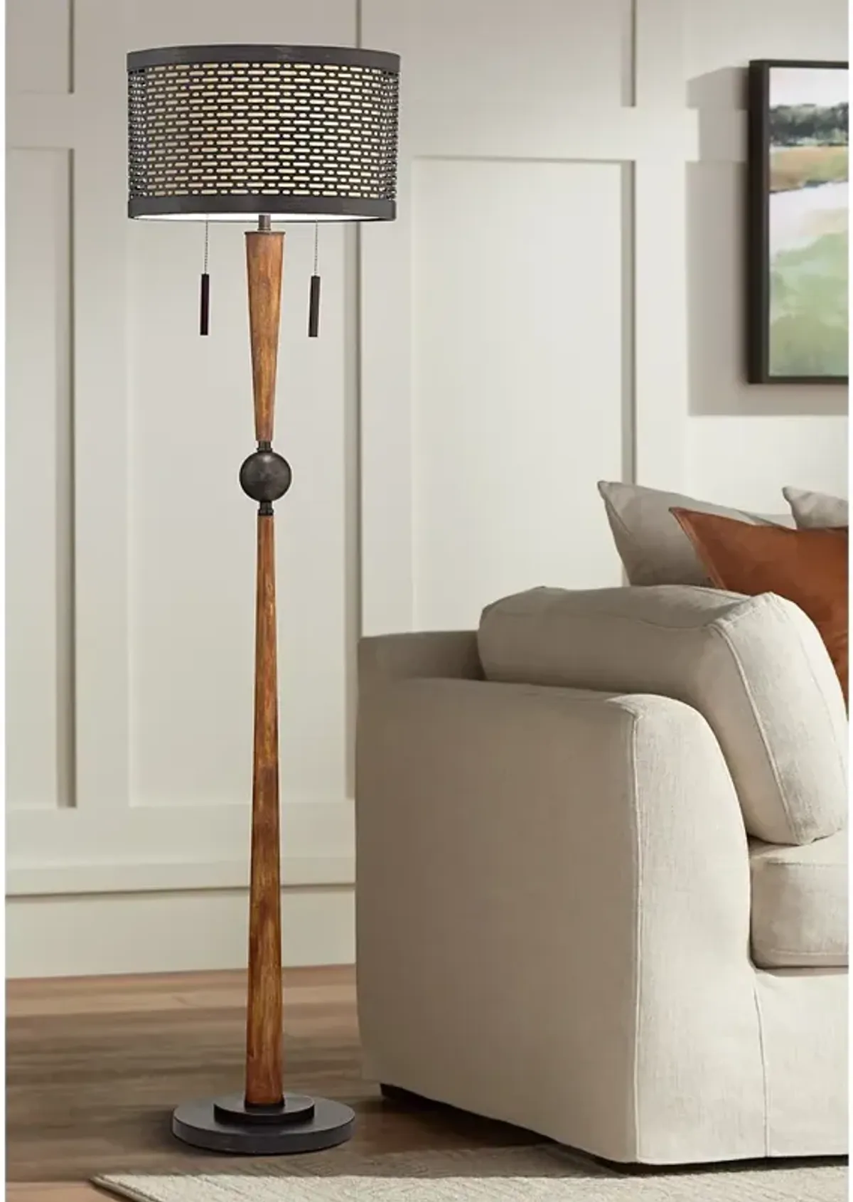 Franklin Iron Works Hunter 64" High Rustic Modern Floor Lamp