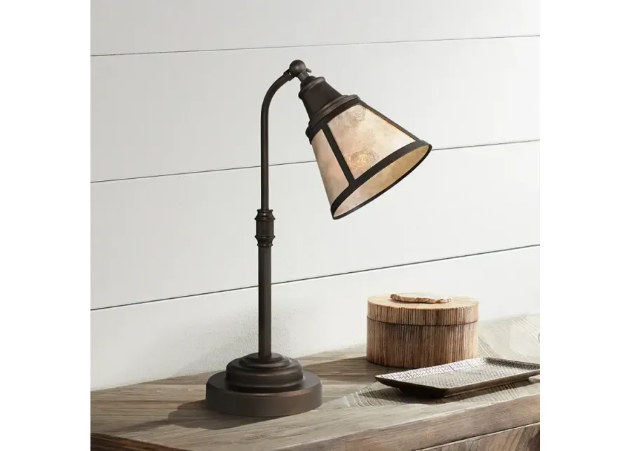 Regency Hill Malta 18 1/2" Satin Bronze Adjustable Mica Shade Lamp