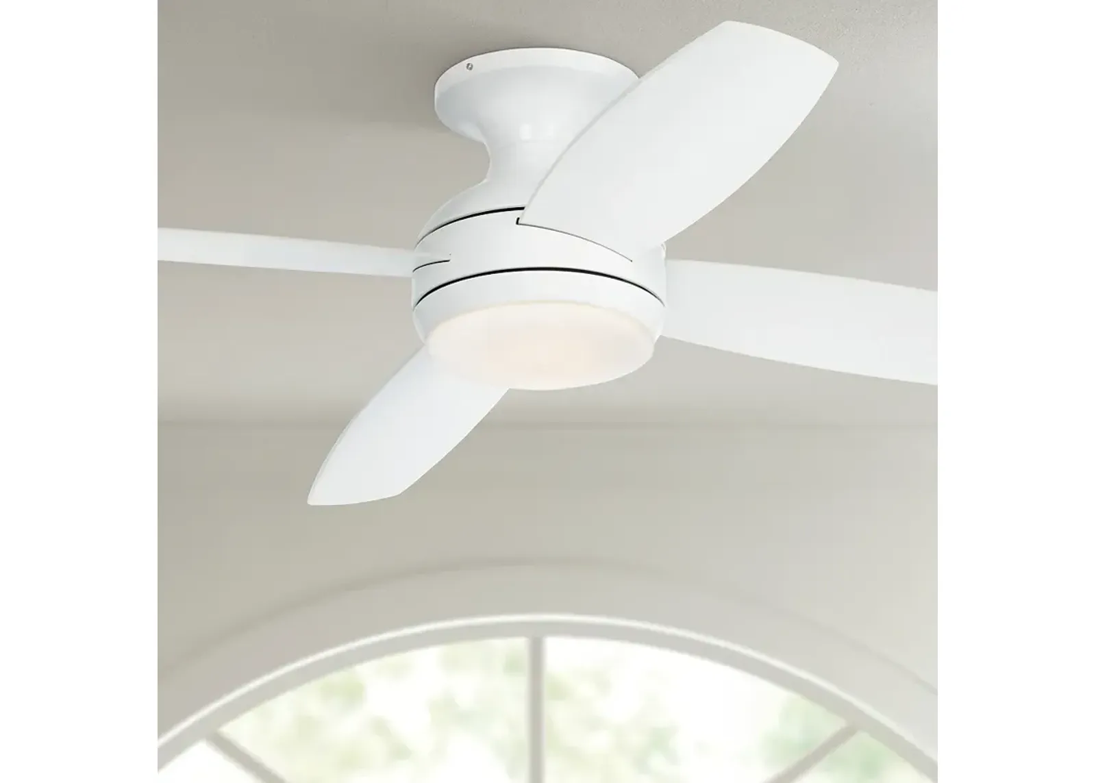 52" Casa Elite White LED Hugger Ceiling Fan with Remote Control