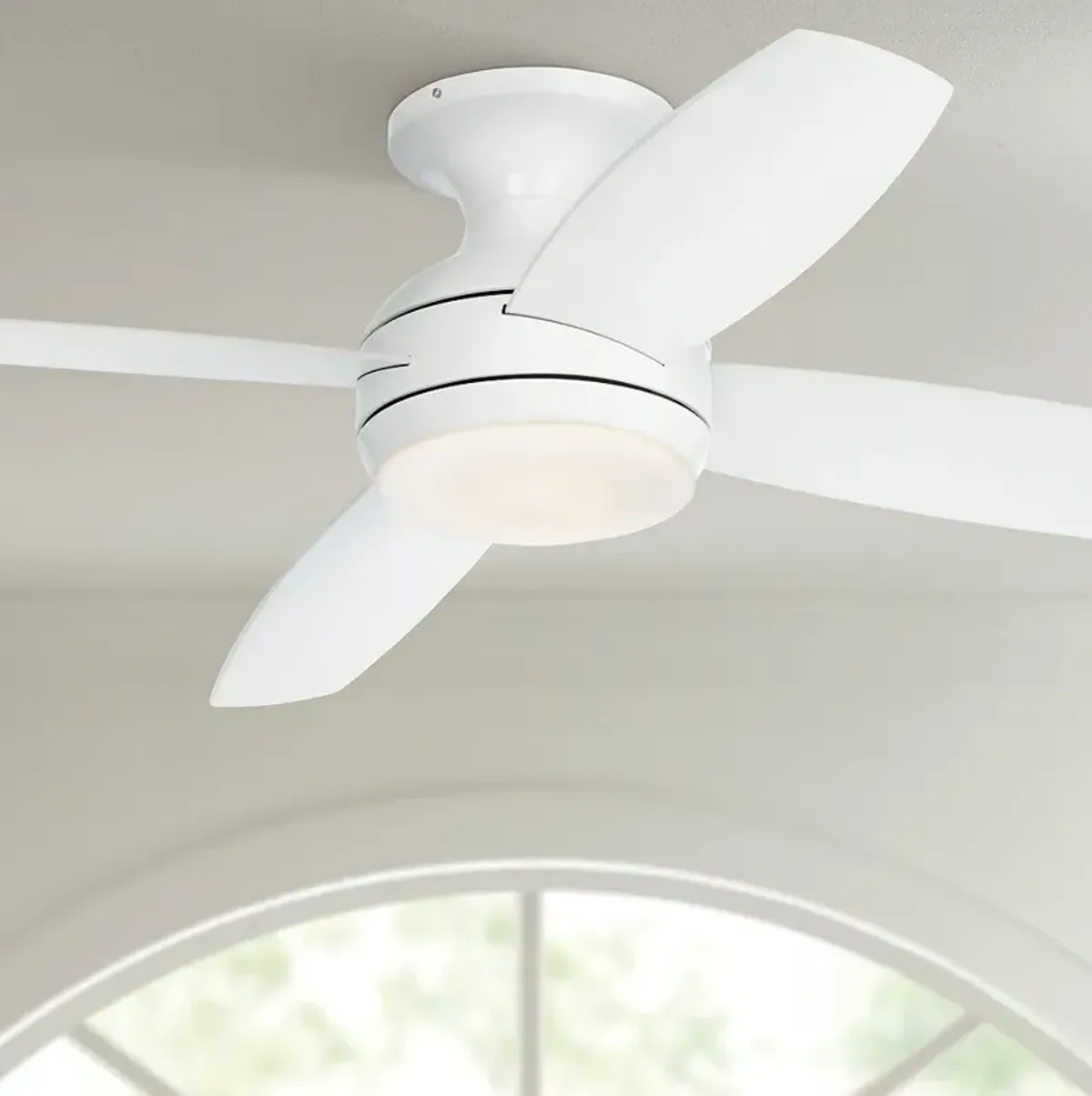 52" Casa Elite White LED Hugger Ceiling Fan with Remote Control