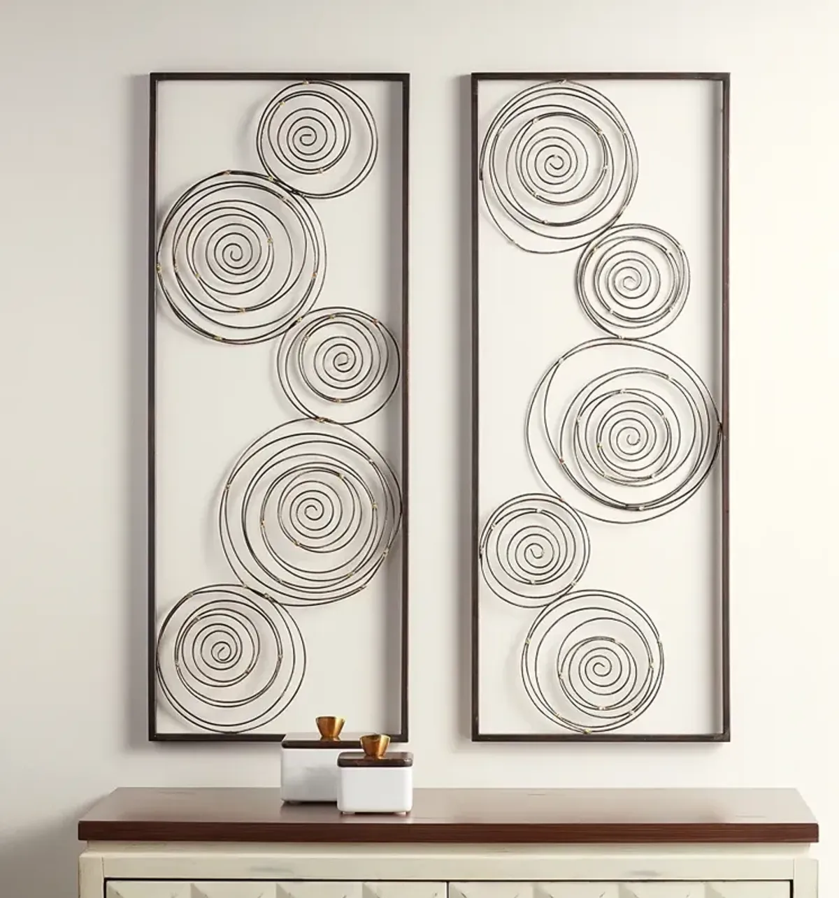 Selke Metallic Swirl 13 3/4" x 35 1/2" Wall Art Set of 2