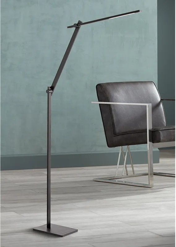 Possini Euro Barrett Anodized Black Finish Modern LED Floor Lamp