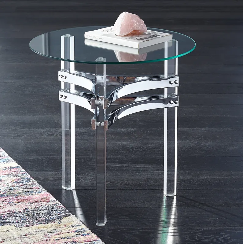 Serenity 23 3/4" Wide Glass and Clear Acrylic Accent Table
