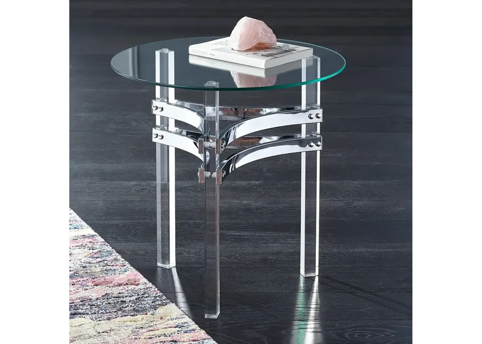 Serenity 23 3/4" Wide Glass and Clear Acrylic Accent Table