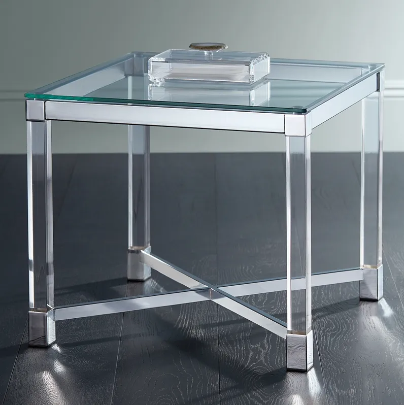 Studio 55D Jenna 22" Square Modern Acrylic and Glass Top Accent Table