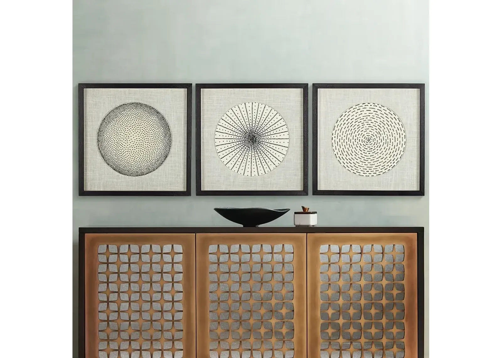 Geometric Burst 23 3/4" High Framed Wall Art - Set of 3