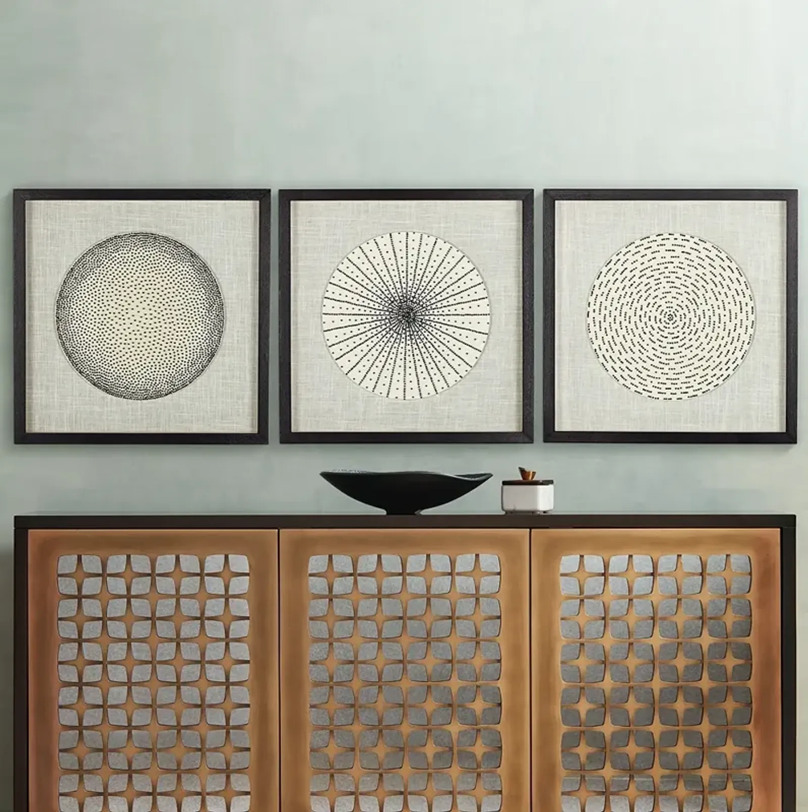 Geometric Burst 23 3/4" High Framed Wall Art - Set of 3