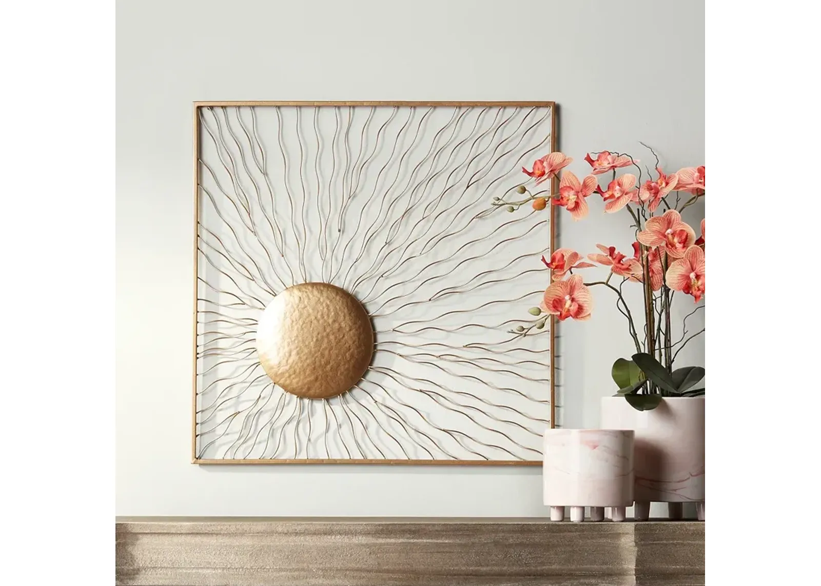 Melete Gold Metal 24" Square Wall Art