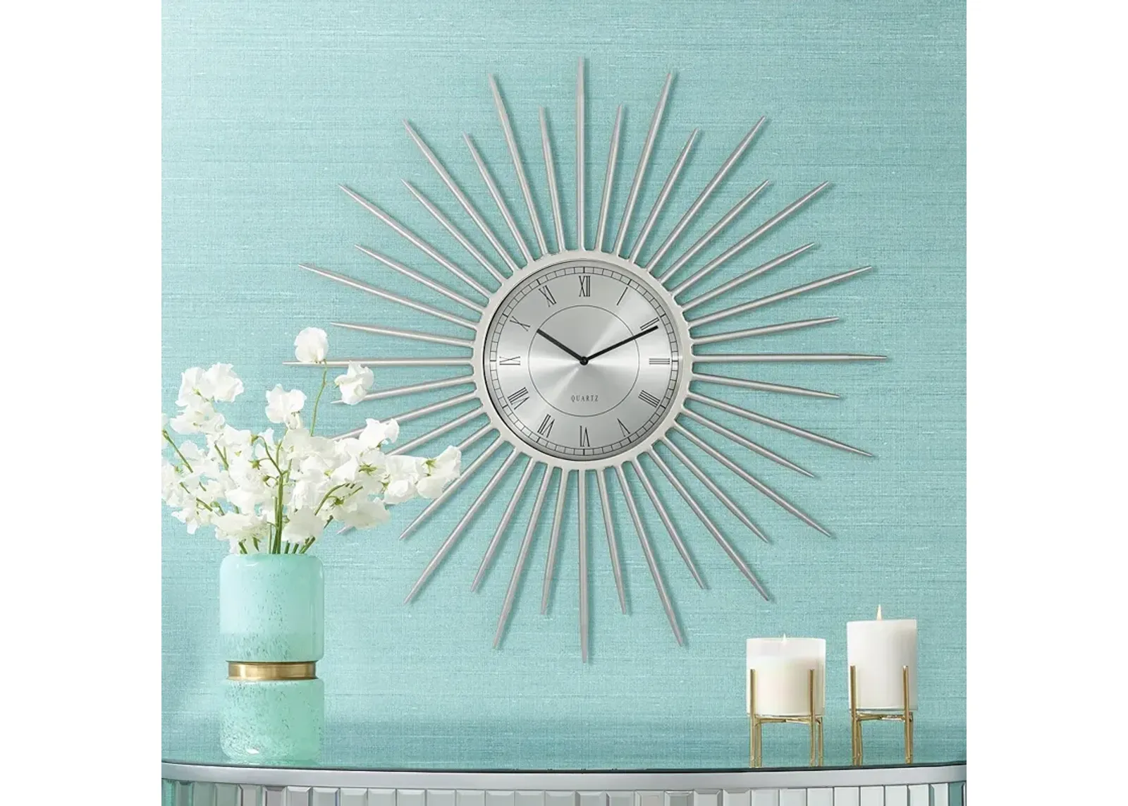 River Parks Studio Castallia Silver 28" Round Metal Wall Clock