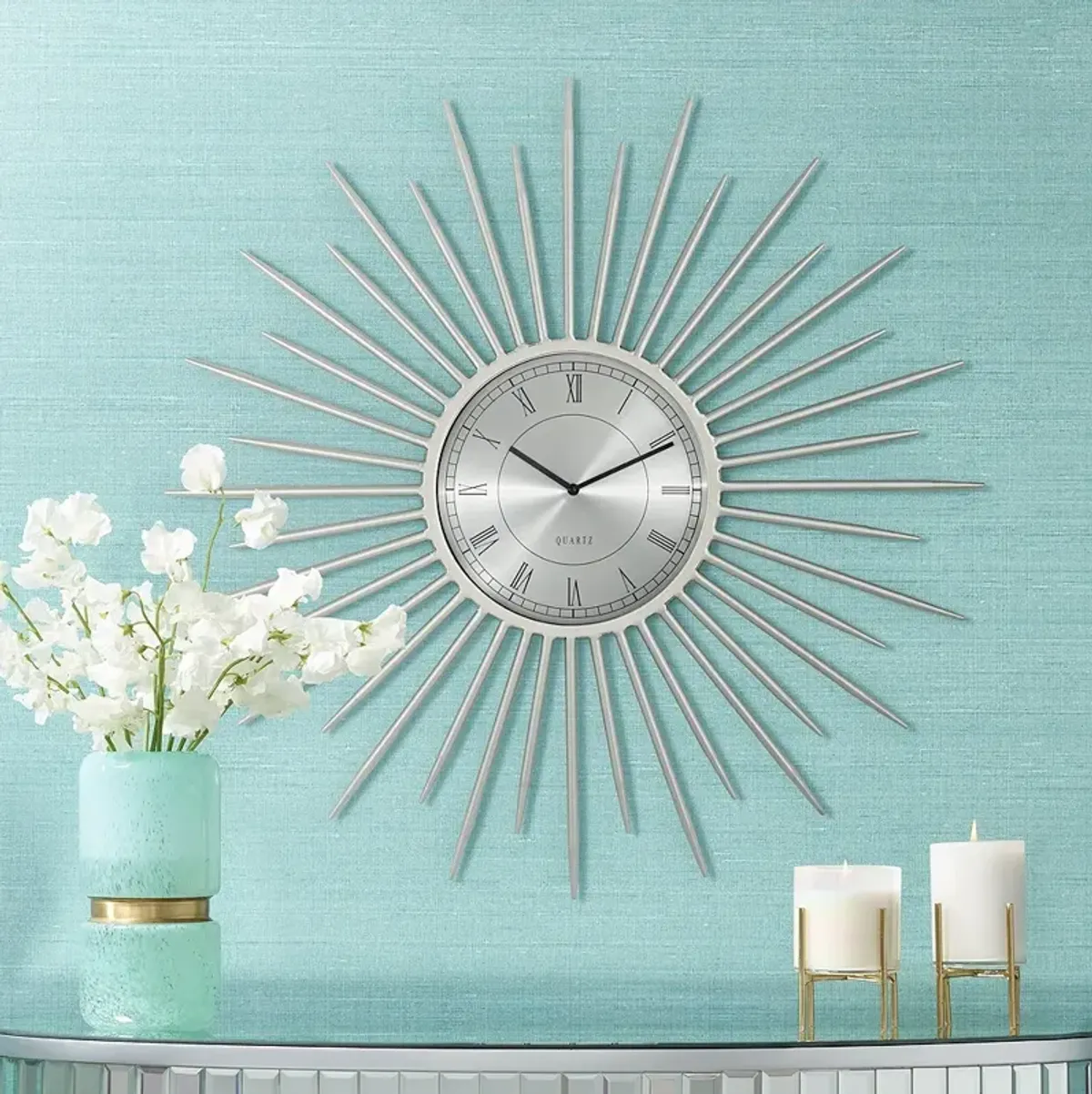 River Parks Studio Castallia Silver 28" Round Metal Wall Clock